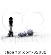 Poster, Art Print Of 3d Black And Silver King Chess Pieces The Black Looking Over The Silver