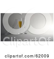 Poster, Art Print Of Two 3d Empty Glasses Cuddling Up To A Champagne Filled Flute
