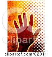 Grungy Cracked Human Hand And Halftone Background