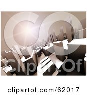 Royalty Free RF Clipart Illustration Of A Bright Solar Flare Above A Futuristic Urban City Version 1 by chrisroll
