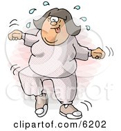 Woman Sweating While Skipping And Dancing At The Gym Clipart Picture