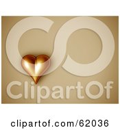 Poster, Art Print Of 3d Golden Heart On A Beige Background With Copyspace