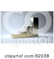 Poster, Art Print Of 3d Shiny Silver Bar Graph On Gray