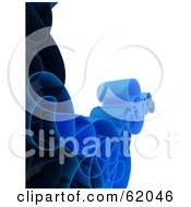 Poster, Art Print Of Curly 3d Network Wave In Blue