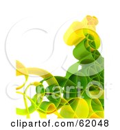 Poster, Art Print Of Curly 3d Network Wave In Green And Yellow
