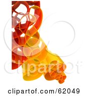 Poster, Art Print Of Curly 3d Network Wave In Red And Orange - Version 2