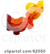 Poster, Art Print Of Curly 3d Network Wave In Red And Orange - Version 1