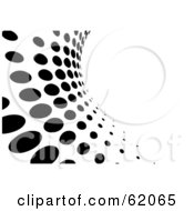 Royalty Free RF Clipart Illustration Of A Black And White Curving Halftone Dot Background Version 3