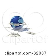 Poster, Art Print Of 3d Blue Globe Atm Spitting Out Cash