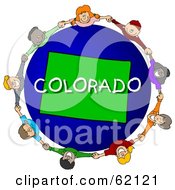 Poster, Art Print Of Children Holding Hands In A Circle Around A Colorado Globe