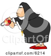 Terrorist Nun Lighting A Fuse To A Bomb Clipart Picture