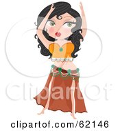 Attractive Belly Dancer Woman In Orange
