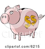 Poster, Art Print Of Pink Piggy Bank With Dollar Signs
