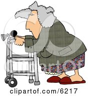 Poster, Art Print Of Senior Woman Using A Walker With A Horn Attached