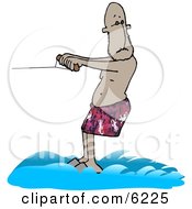 Man Water Skiing In Swimming Trunks Clipart Picture