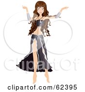 Royalty Free RF Clipart Illustration Of A Brunette Belly Dancer Beauty Version 2