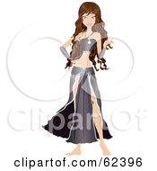 Royalty Free RF Clipart Illustration Of A Brunette Belly Dancer Beauty Version 1