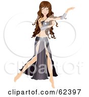 Royalty Free RF Clipart Illustration Of A Brunette Belly Dancer Beauty Version 3 by Melisende Vector