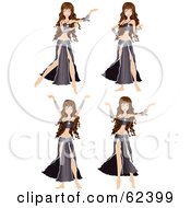 Digital Collage Of A Brunette Belly Dancer In Different Poses