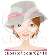 Poster, Art Print Of Pretty Dirty Blond Haired Woman Wearing A Beige Hat With A Pink Floral Ribbon