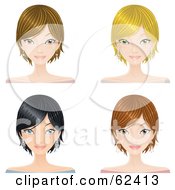 Poster, Art Print Of Digital Collage Of Four Pretty Female Faces With Different Hair Colors
