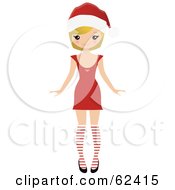 Royalty Free RF Clipart Illustration Of A Stylish Blond Christmas Woman In A Holiday Dress