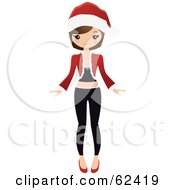Royalty Free RF Clipart Illustration Of A Stylish Brunette Woman In Christmas Apparel