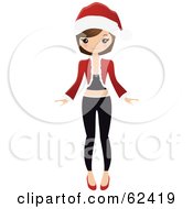 Poster, Art Print Of Stylish Brunette Woman In Christmas Apparel