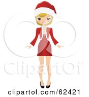 Royalty Free RF Clipart Illustration Of A Stylish Blond Christmas Woman In A Festive Dress by Melisende Vector