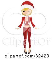 Royalty Free RF Clipart Illustration Of A Stylish Blond Woman In Red Christmas Apparel by Melisende Vector