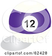 Poster, Art Print Of Shiny Stripe Purple 12 Billiards Pool Ball