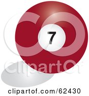 Royalty Free RF Clipart Illustration Of A Shiny Solid Red 7 Billiards Pool Ball