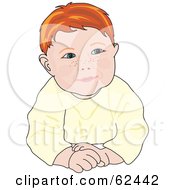 Royalty Free RF Clipart Illustration Of A Redhead Baby Boy Posing For A Portrait