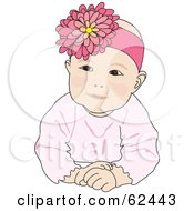 Royalty Free RF Clipart Illustration Of A Cute Baby Girl Wearing A Flower Head Band And Posing