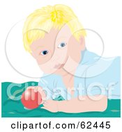 Poster, Art Print Of Blond Baby Boy Playing With A Ball
