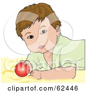 Royalty Free RF Clipart Illustration Of A Brunette Baby Playing With A Ball