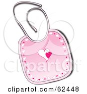 Royalty Free RF Clipart Illustration Of A Pink Baby Bib With Hearts by Pams Clipart
