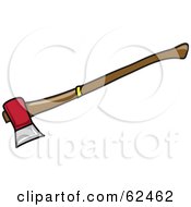 Royalty Free RF Clipart Illustration Of A Red Axe With A Wooden Handle by Pams Clipart