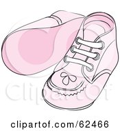 Poster, Art Print Of Pair Of Pink Baby Shoes With Stitching Patterns