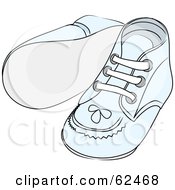 Poster, Art Print Of Pair Of Blue Baby Shoes With Stitching Patterns