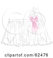 Royalty Free RF Clipart Illustration Of A Pink Bow On A Baby Bassinet