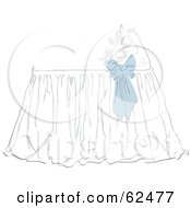 Royalty Free RF Clipart Illustration Of A Blue Bow On A Baby Bassinet