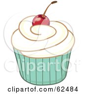 Royalty Free RF Clipart Illustration Of A Cherry Topped Cupcake Version 4 by Pams Clipart #COLLC62484-0007