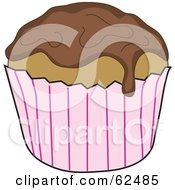 Royalty Free RF Clipart Illustration Of A Chocolate Frosted Cupcake by Pams Clipart