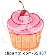 Royalty Free RF Clipart Illustration Of A Cherry Topped Cupcake Version 2 by Pams Clipart