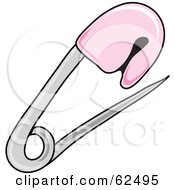 Royalty Free RF Clipart Illustration Of A Pink Baby Diaper Safety Pin