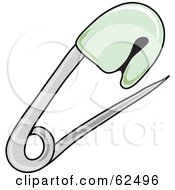 Royalty Free RF Clipart Illustration Of A Green Baby Diaper Safety Pin