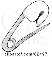 Royalty Free RF Clipart Illustration Of A White Baby Diaper Safety Pin