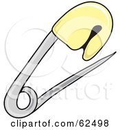 Royalty Free RF Clipart Illustration Of A Yellow Baby Diaper Safety Pin