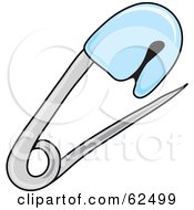 Royalty Free RF Clipart Illustration Of A Blue Baby Diaper Safety Pin by Pams Clipart
